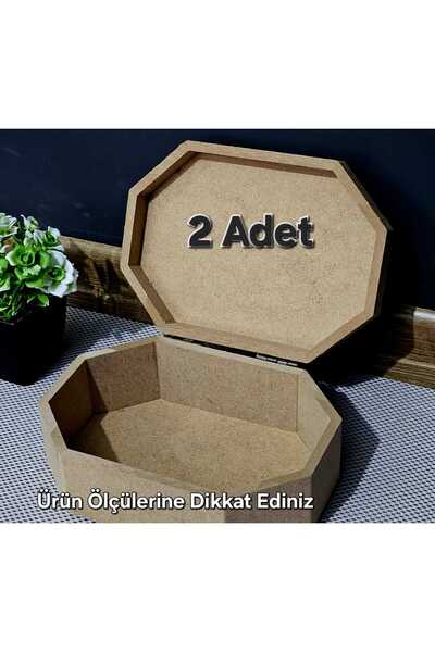 Tekir Ahşap Sekizgen Dikdörtgen Öğrenci Kutu Çok Amaçlı Kapaklı Organizer Ham Hobi Boyamalık Hediye Kutusu