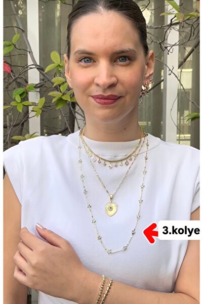TUĞÇE TURAP 14K Gold Tone Yıldız Figürlü Taş Detaylı Çelik Kolye (70 cm) – He...