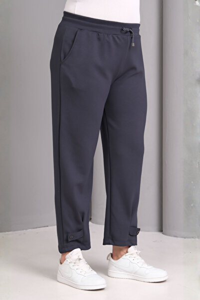 tarzımsüper Women's Plus Size Tie-Waist Button Detail Luxury Soft Stretchy Fabric Pants