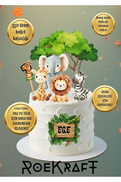 OEM Roekraft Safari konseptli Pasta Süsü, Parlak Baskı Safari Seti