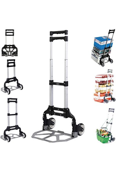 RUBIK 75KG Aluminum Luggage Trolley Barrow Foldable Hand Push Truck Parcel Ca...