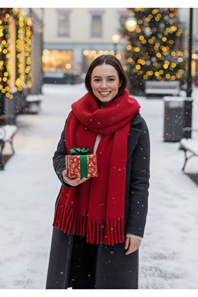 Bermody Παχύρρευστο κόκκινο μαλακό υφής Πρωτοχρονιάτικο δώρο Γυναικείο κασκόλ Σάλι ώμου 50x190 εκ.