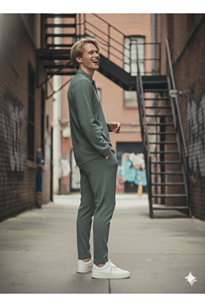 ribana Unisex Shirt with Cotton Pocket Inside the Collar, Regular Elastic Waist, 2-Piece Set