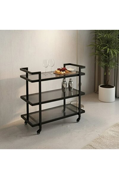 DEC24 Luxury serving trolley with three glass shelves