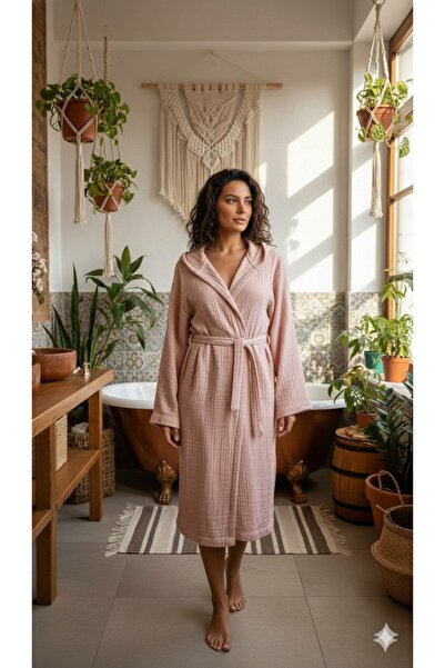 Ersperto Μπουρνούζι από μουσελίνα 4 στρώσεων με κουκούλα από 100% βαμβάκι Unisex I Μαλακό I Ελαφρύ I Ύφασμα που στεγνώνει γρήγορα