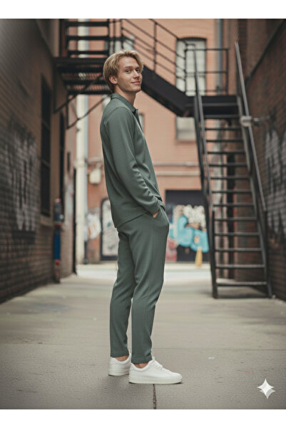 ribana Unisex Shirt with Cotton Pocket Inside the Collar, Regular Elastic Waist, 2-Piece Set