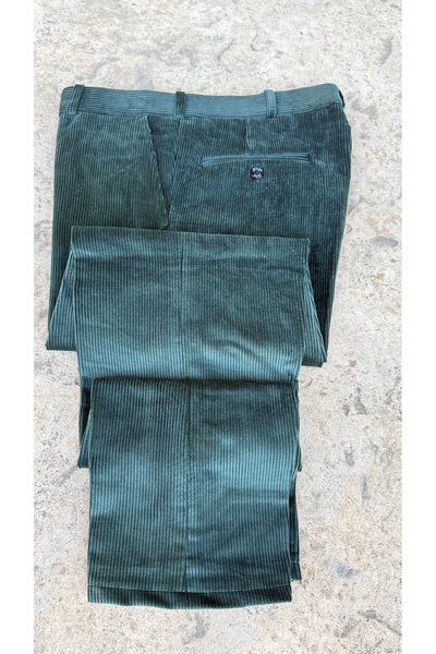 DostumGiyim Men's Petrol-Colored Velvet Trousers Comfortable Winter Classic Dad