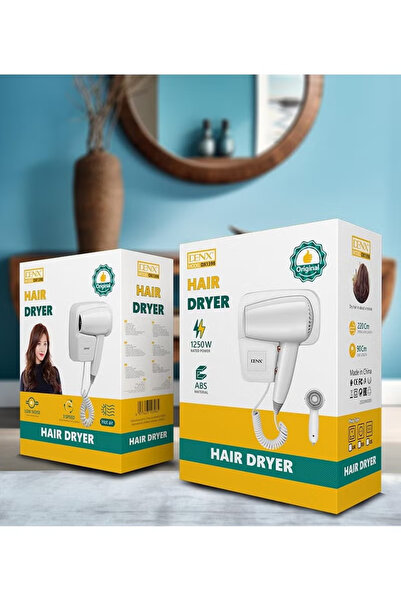 Denx Professional Wall-Mounted Hair Dryer, 1250W - Compact, Lightweight, Hot & Cold