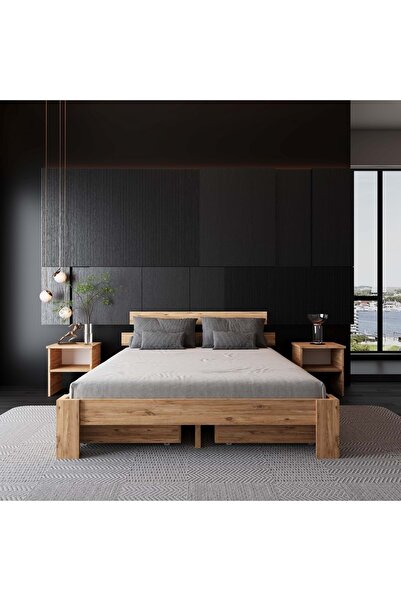 RENAZZO 4 Çekmeceli Lotus Atlantik Mdf Karyola | Çift Kişilik Yatak Uyumlu, K...