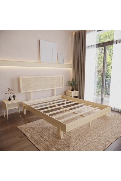 RENAZZO Hazeran Lilyum Model Çam Renk Vernikli Ahşap Karyola