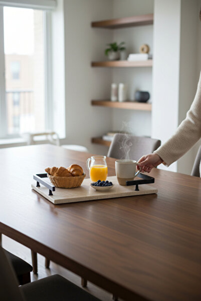 Akayev Travertine Black L Design 30X20 cm Tray