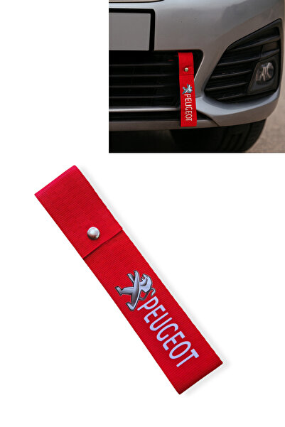 TUSBA MARKET لسان مصد عالي الجودة وحبل سحب متوافق مع بيجو باللون الأحمر