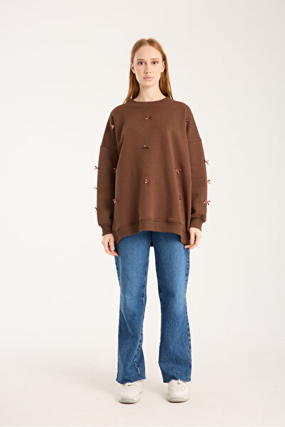 LAVA FASHION Γυναικείο oversize μπλουζάκι με λεπτομέρεια με κορδόνια