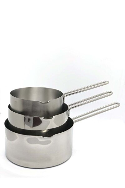 Doğuş Mutfak Set of 3 Stainless Steel Caterola Milk Bowl and Sauce Bowl 12-14-16 cm