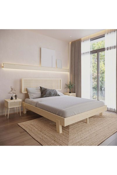 RENAZZO Hazeran Lilyum Model Çam Renk Ahşap Karyola