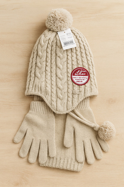 Uğur bebe Beige Color Kitti 4-8 Aslarlı 3 Piece Winter Set – Heat Retaining Scarf-Beret-Glove Set | Ultra