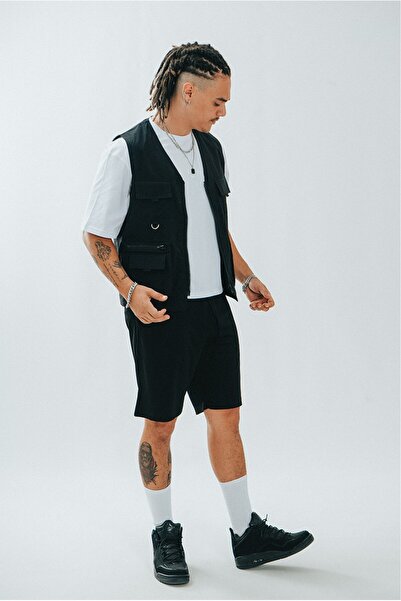 UKHWD SUPPLY Black Multi-Pocket Utility Cargo Men's Vest