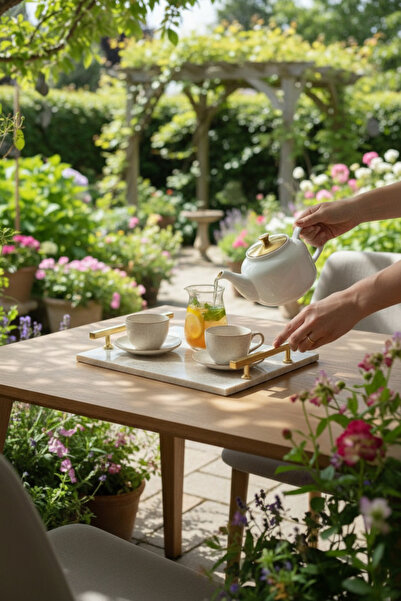 Akayev Travertine Gold Florya 30X20 cm Tray