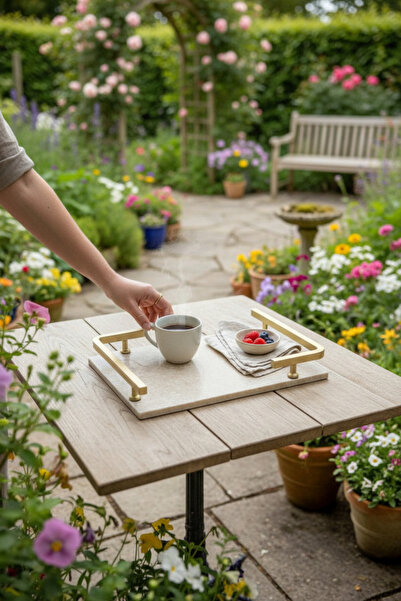 Akayev Travertine Matte Gold L Design 30X20 cm Tray