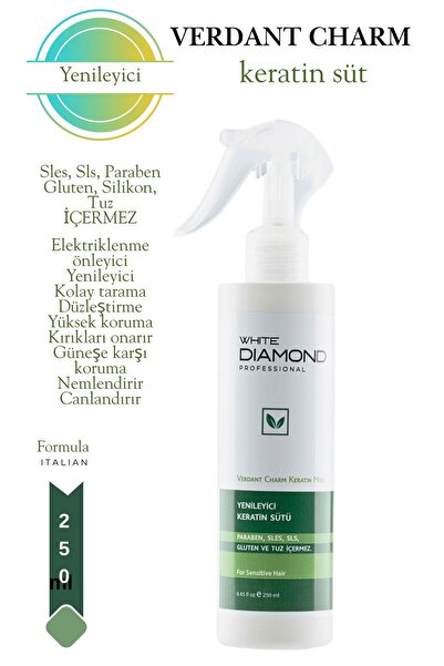 WHİTE DİAMOND Keratin Süt Saç Düzleştirici Koruyucu Elektriklenme Önleyici Onarıcı Yenileyici 250 ml