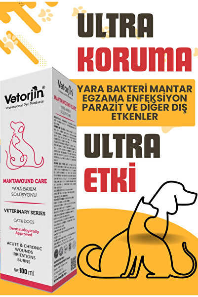 Vetorjin Kedi Köpek Yara Mantar Bakım Antiseptiği 100 ML