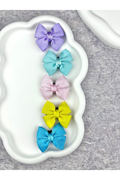 Toka Sepetim Fiyonklu Saçsız Bebek Tokası 5 Adet Bebek Çıtçıt Toka Seti