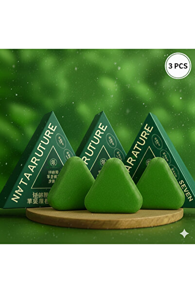 Nature 3 Pieces Anti-Hair Loss Green Triangle Shampoo Bar for Scalp Care and ...