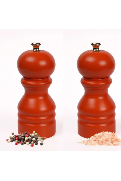 Glios مطحنة يدوية للملح والفلفل من الخشب والقرميد، قطعتان، 12 سم