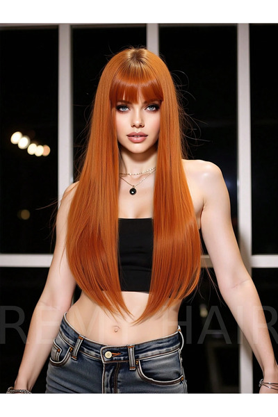 8 Kadına Dair Herşey Bakır Uzun Düz Peruk Perçemli