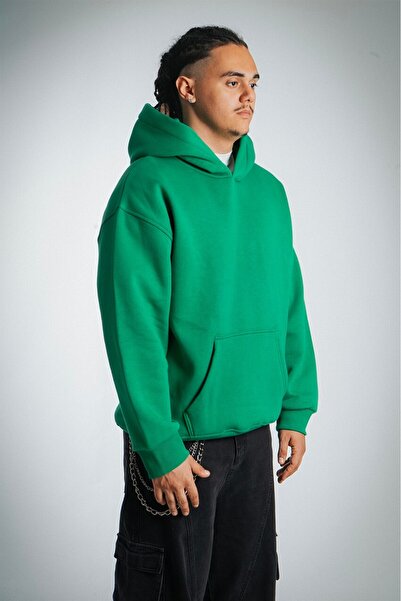 Plus Eighteen Men's Green Basic Hoodie - Us3995Ys