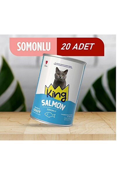 King Sos İçerisinde Et Parçacıklı Somonlu Kedi Konservesi 400 Gr*20 ADET