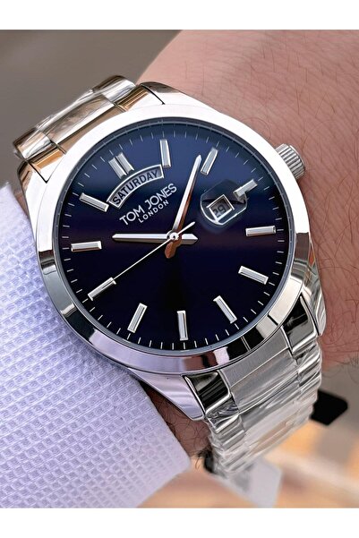 Tom Jones Navy Blue Velvet Steel Strap 3 ATM Water Resistant 2 Year Warranty Men's Watch TJE3.10002.4