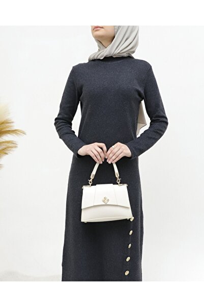 Modamorfo Šaty s poloviční sukní a knoflíkovým detailem - antracitové