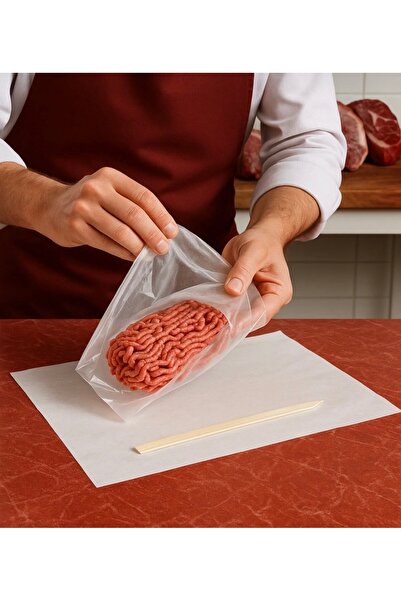 YOK YOK AMBALAJ Plast Kağıt Şarküteri Kasap Poşeti Şeffaf Tabaka 35×50cm 50 Adet