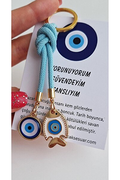 Svc Aksesuar Breloc cu mărgele de culoare albastru deschis pentru cadou, cu m...