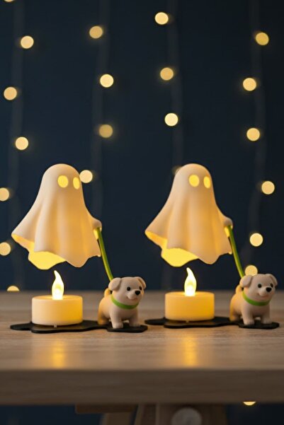 2pcs Cute Ghost & Puppy led Tealight Decorative Table Lamp