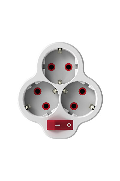 FETİH 3 Lü Anahtarlı Topraklı Fiş Grup Priz Çoğaltıcı Yonca 117-03