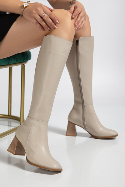 ELEVAM KALIN TOPUKLU SİYAH CİLT KADIN ÇİZME