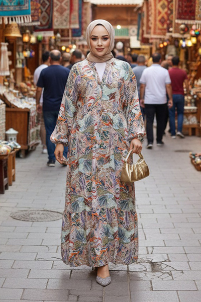 Neva Style Сукня з квітковим візерунком, помаранчева, з покриттям для голови 235805TR