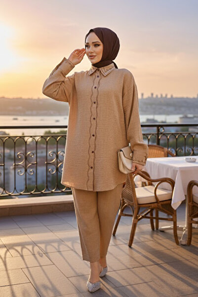 Neva Style Комплект двойни бисквити с бродерия за хиджаб - 28501BS