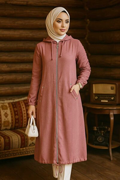 Neva Style Καπάκι Hijab με φερμουάρ Dusty Rose - 70792GK