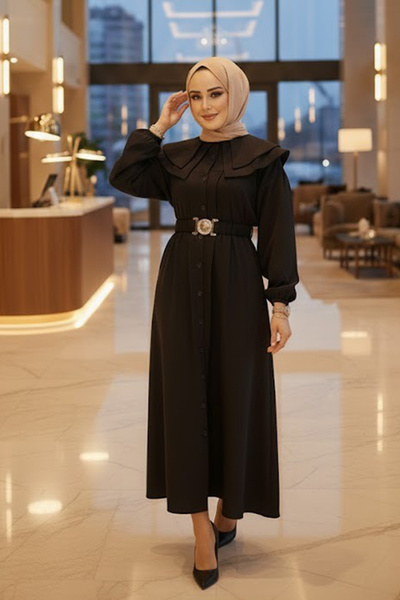 Neva Style Φόρεμα Gemici Yaka Μαύρο Χιτζάμπ 20229S