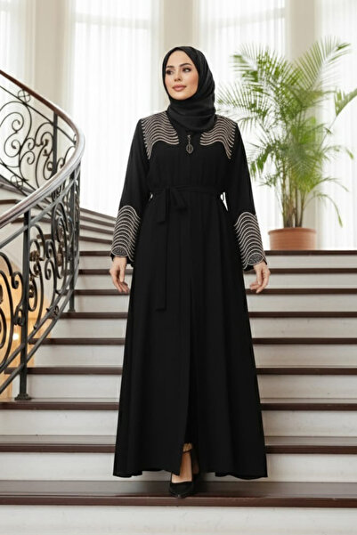 Neva Style Візерунчастий чорний Tesettur Abaya 29105S