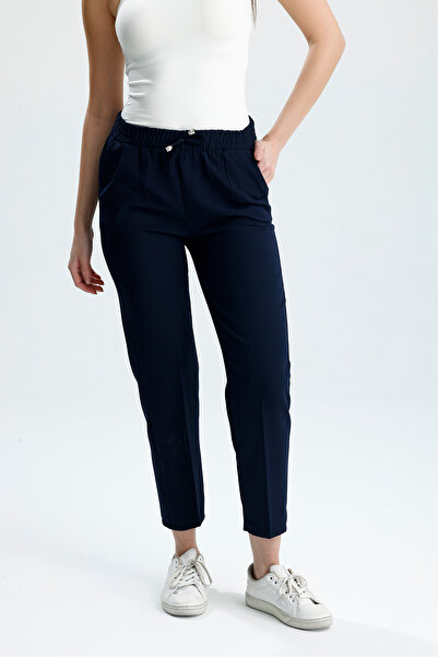 VOICTEC Dabıl szövet zsebes, magas derekú elasztikus sárgarépa nadrág