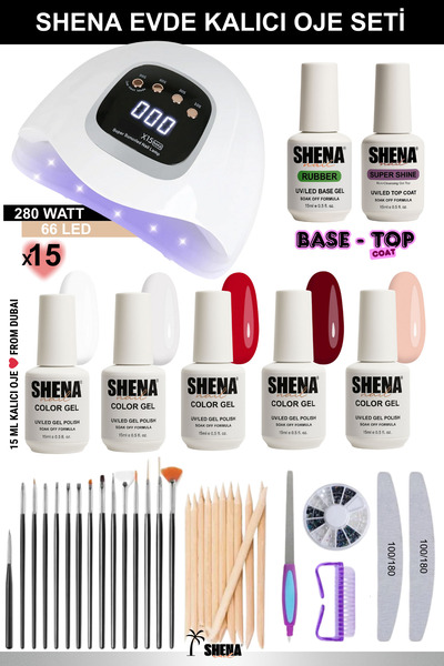 Shena Evde Kalıcı Oje Seti - Nail Art (Uv/Led Kurutucu, Base Top Coat, Kalıcı...