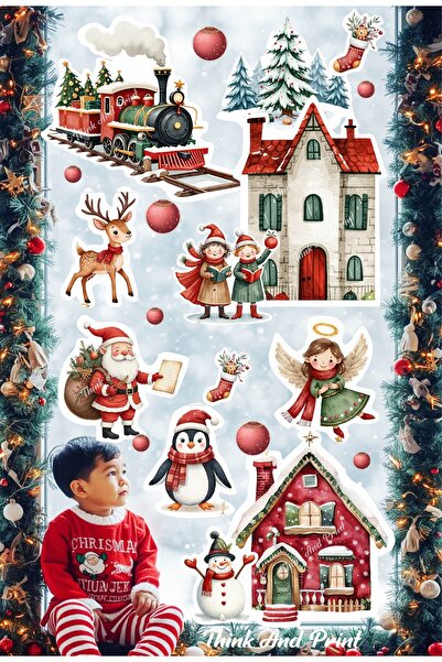 Think And Print Πρωτοχρονιάτικη Χιονισμένη Πόλη Άγιος Βασίλης Τρένο με χιόνι ...