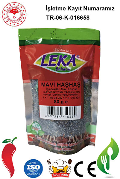 leka baharat Mavi Haşhaş 80 g – Doğal, Katkısız, Taze Haşhaş Tohumu – Ekmek v...