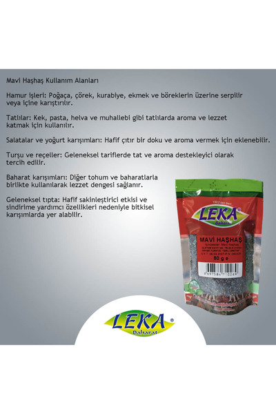 leka baharat Mavi Haşhaş 80 g – Doğal, Katkısız, Taze Haşhaş Tohumu – Ekmek ve Hamur İşleri İçin