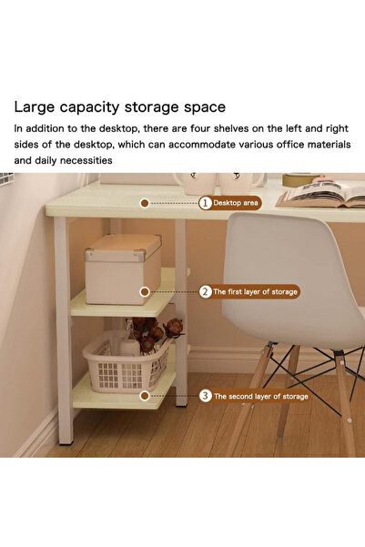 AGD Multi-purpose study table with storage shelf and bookshelf, 120*60*77cm