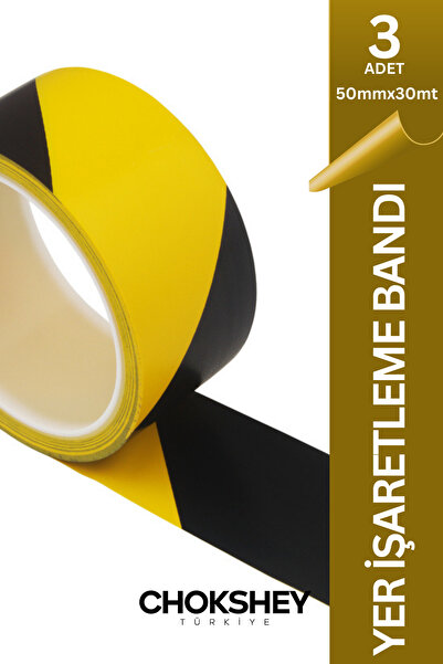 Onba Sarı Siyah Yer İşaretleme Bandı 50mmx30mt - 3 Adet
